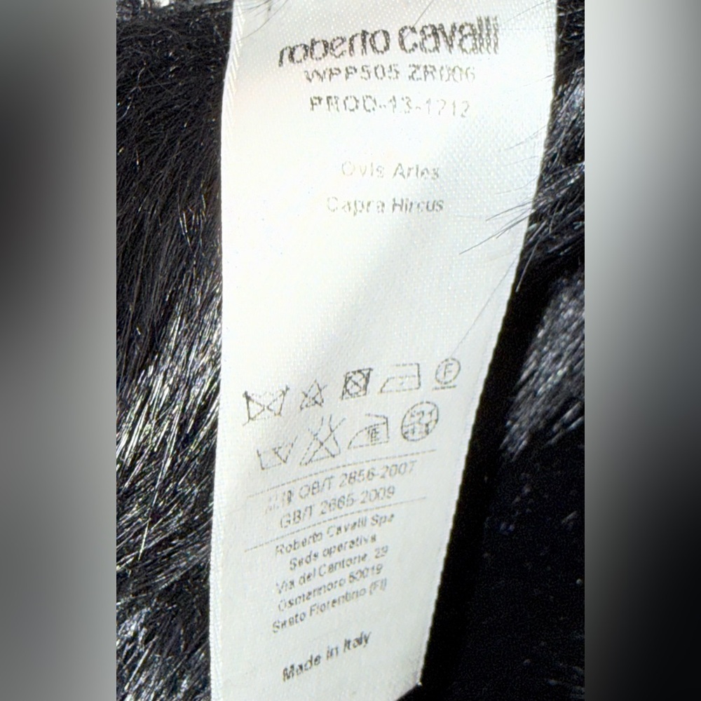 ROBERTO CAVALLI EXTRA LONG SHEARLING COAT IN BLACK - Picture 15 of 15